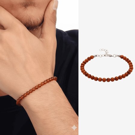 Erkek Doğal Damla Kehribar Bileklik - Küre Kesim - Bal Rengi - Çelik Zincirli