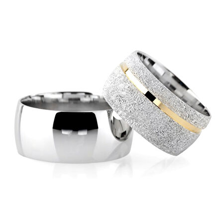 Klasik Model Şeritli Tasarım 925 Ayar Gümüş Çift Alyans