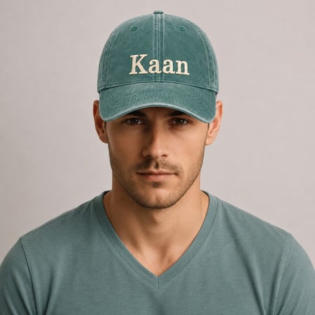 Unisex Vintage Beyzbol Şapkası - İsme Özel Nakışlı - Eskitme Kumaş - Haki Renk - Metal Tokalı