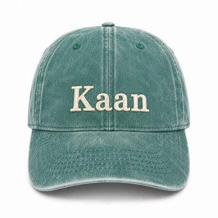 Unisex Vintage Beyzbol Şapkası - İsme Özel Nakışlı - Eskitme Kumaş - Haki Renk - Metal Tokalı