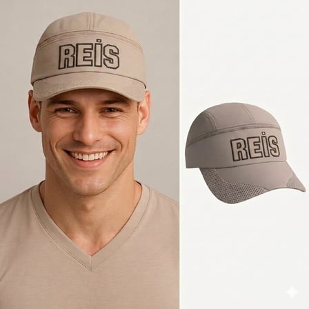 Unisex Tenis Şapkası - İsme Özel Nakışlı - Mikro Kumaş - Krem Rengi - Metal Tokalı