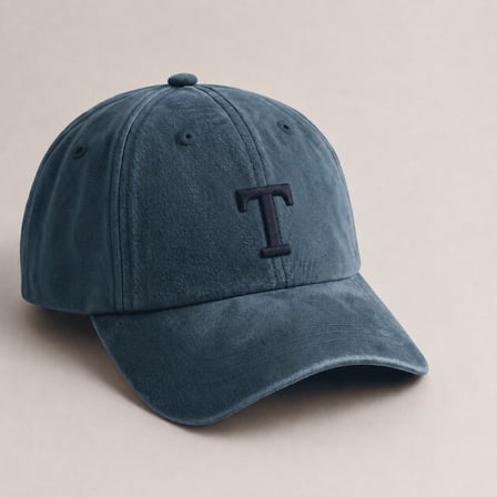 Unisex Vintage Beyzbol Şapkası - İsme Özel Harf Nakışlı - Eskitme Kumaş - Turkuaz - Metal Tokalı