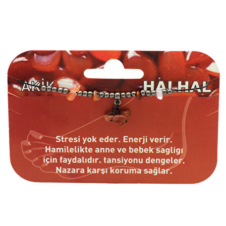 Makrome Örgülü Natural Kesim Akik Doğaltaş Halhal