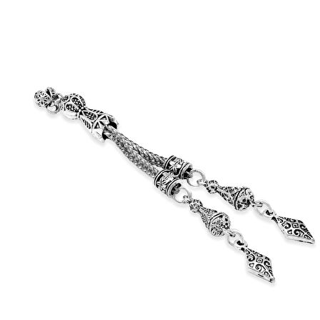 Anadolu Motifi Temalı Foxtail Zincirli Çift Kamçılı Kararmaz Metal Püskül