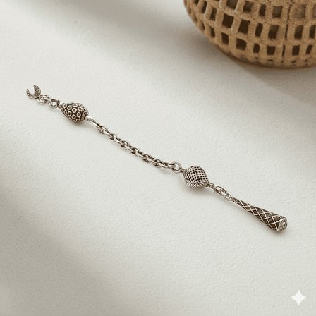 Gümüş Renk Arnavut Zincirli Tek Kamçılı Kararmaz Metal Püskül