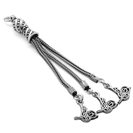 Tuğra Tasarım 3lü Kamçı 925 Ayar Gümüş Püskül