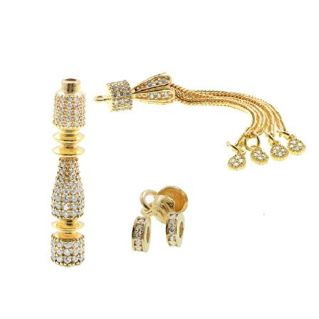 Özel İşçilikli Zirkon Taşlı İmame Püskül Set (Model-3)