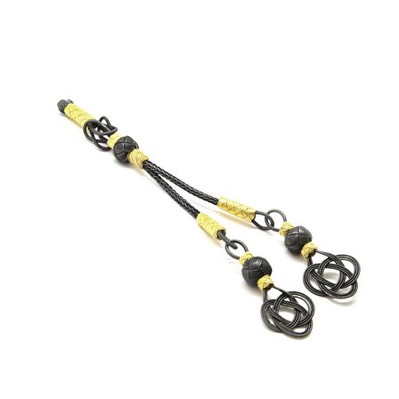 Gri-Gold Renk 1000 Ayar Gümüş 2li Kazaz Püskül