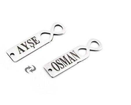 Kişiye Özel Çift İsim Yazılı Sonsuzluk Tasarım 925 Ayar Gümüş Püskül Ucu