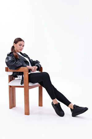 Kadın Bağcıklı Basic Sneaker Inci Detaylı Kalın Taban Spor Ayakkabı