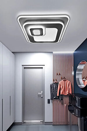 Venita Akıllı Kumandalı  Modern Kare Plafonyer Pleksi Yüksek Işık Gücü Led Tavana Yapışık Avize