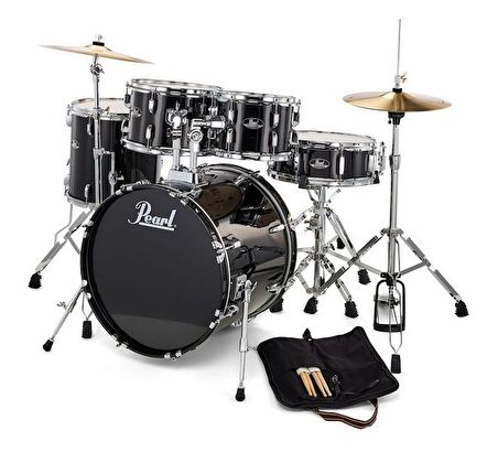 PEARL RS505C/C31 - Roadshow Jet Black 5 Parça (20B/10T/12T/14F/14S) Aksamlı & Zilli Akustik Davul Seti