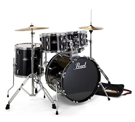 PEARL RS505C/C31 - Roadshow Jet Black 5 Parça (20B/10T/12T/14F/14S) Aksamlı & Zilli Akustik Davul Seti