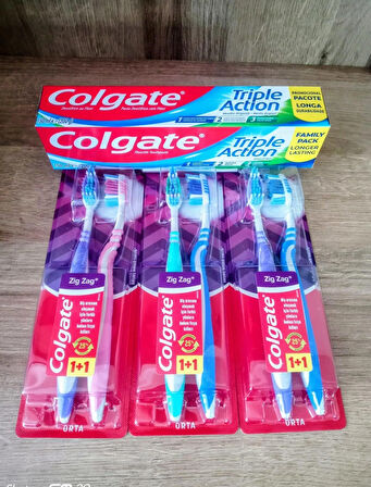COLGATE 4'lü Set (  Zig Zag 1+1 Diş Fırçası x 3 Adet + Triple Action 150 ml Diş Macunu x 1 Adet  )