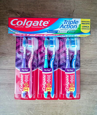 COLGATE 4'lü Set (  Zig Zag 1+1 Diş Fırçası x 3 Adet + Triple Action 150 ml Diş Macunu x 1 Adet  )