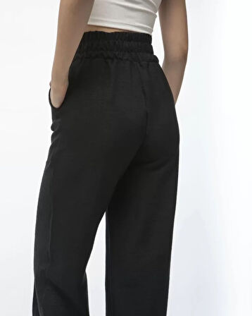Rose's Boutiqe All About Women Yüksek Bel Keten Pantalon - Siyah