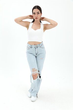 Rose's Boutiqe All About Women Önü V Yaka Fitilli Atlet - Beyaz