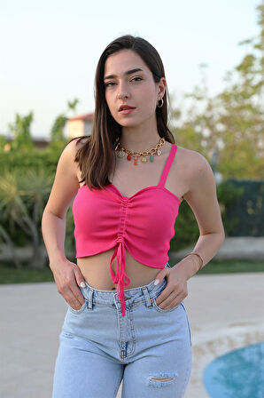 Rose's Boutiqe All About Women Büzgülü Triko Atlet - Fuşya