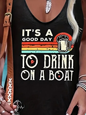 Rose's Boutiqe All About Women Kadın Sıfır Kol Askılı V Yaka Good Day Baskılı Viskon Elbise