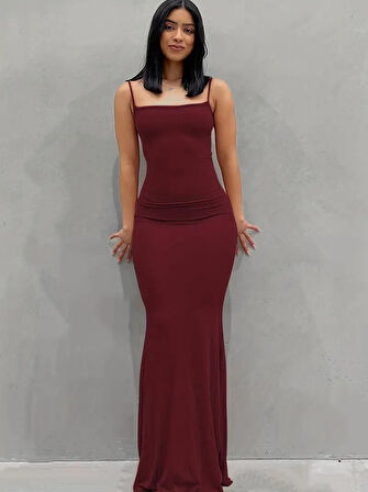 Rose's Boutiqe All About Women Kadın Kolsuz Askılı Bodycon Uzun Viskon Elbise