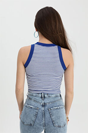 Rose's Boutiqe All About Women Atlet Geniş Biyeli Çizgili Kaşkorse - SaksMavisi