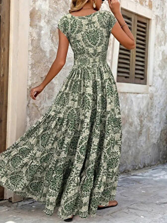 Rose's Boutiqe All About Women Kadın Kısa Kollu Kruvaze Yaka Beli Lastikli Süprem