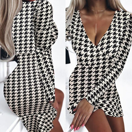 Rose's Boutiqe All About Women Kadın Uzun Kollu Kruvaze Yaka Mikro Mini Boy Elbise