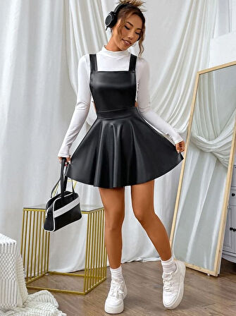 Rose's Boutiqe All About Women Kadın Deri Salopet Tulum Elbise