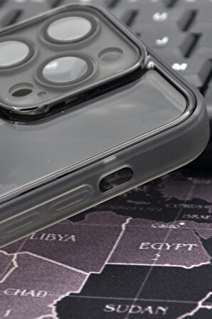 iPhone 14 Pro Uyumlu Siyah Kenarlı Renkli Yarı Şeffaf Kapak Kılıf Kamera Lens Korumalı