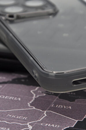 iPhone 14 Pro Uyumlu Siyah Kenarlı Renkli Yarı Şeffaf Kapak Kılıf Kamera Lens Korumalı