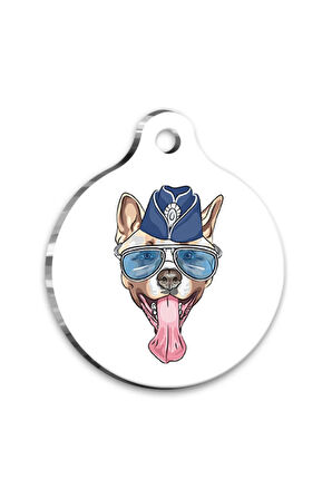 Tasarım Amerikan Akita Yuvarlak Köpek Künyesi Medium 3 cm