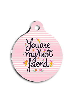 Pembe Best Friend Kedi Köpek Künyesi Large 3,8 cm
