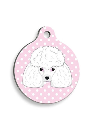 Pembe Puantiyeli Kaniş Yuvarlak Köpek Künyesi Medium 3 cm