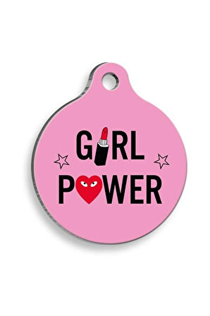 Girl Power Yuvarlak Şekilli Kedi ve Köpek Künyesi Small 2,1 x 3,1 cm