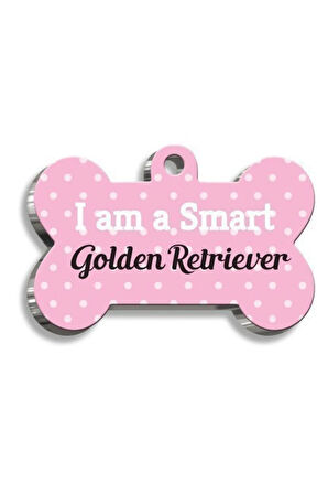 Golden Retriever Pembe Kemik Şekilli Köpek Künyesi XLarge: 3,3 x 5 cm.