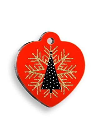 Christmas Serisi Black Tree Kalp Kedi ve Köpek Künyesi Medium: 3,2 x 3,5 cm.