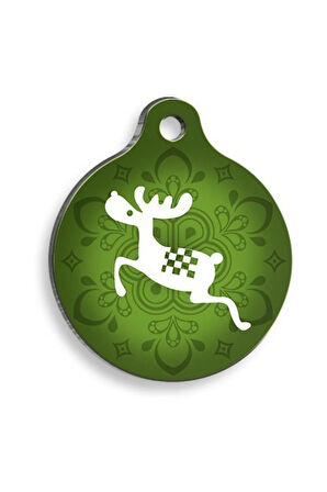Christmas Serisi Deer Yuvarlak Kedi ve Köpek Künyesi Large: 3,8 cm.