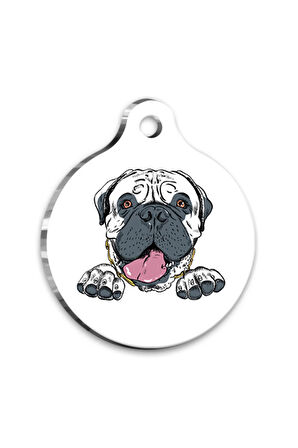 Tasarım Bullmastiff Yuvarlak Köpek Künyesi Medium 3 cm