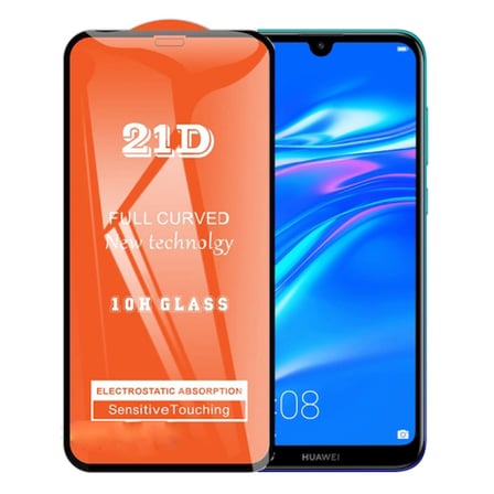Huawei Y7 2019 Uyumlu Ekran Koruyucu 21D Tam Kaplayan Kırılmaz Cam Kavisli