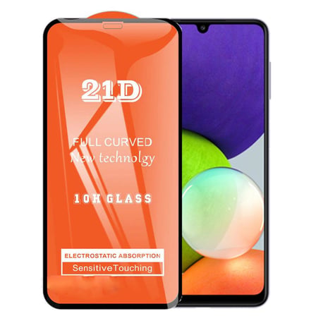 Samsung Galaxy A22 Uyumlu Ekran Koruyucu 21D Tam Kaplayan Kırılmaz Cam Kavisli