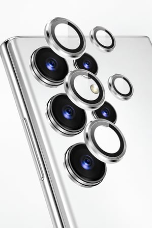 Samsung Galaxy S24 Ultra İle Uyumlu Kamera Koruyucu Gümüş