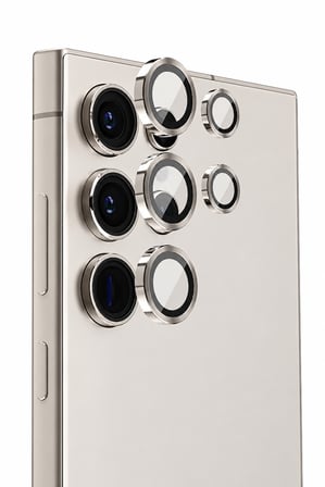 Samsung Galaxy S24 Ultra İle Uyumlu Kamera Koruyucu Titanyum Gri