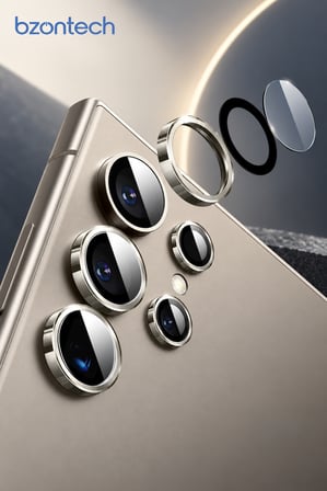 Samsung Galaxy S24 Ultra İle Uyumlu Kamera Koruyucu Titanyum Gri