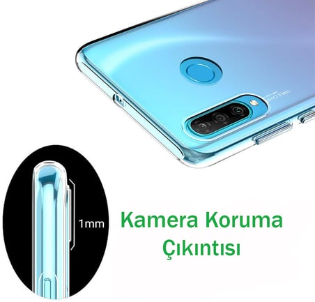 Huawei Mate 20 Lite İle Uyumlu Kılıf Şeffaf Silikon Kamera Koruma