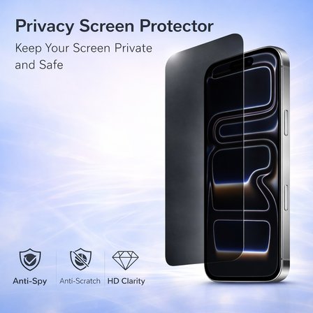 iPhone 17 Pro İle Uyumlu Hayalet Ekran Koruyucu Gizli Privacy