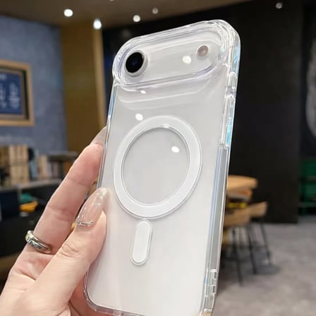 iPhone 17 Air İle Uyumlu YUMUŞAK Magsafe Kablosuz Şarj Destekli Şeffaf Kılıf Kamera İçin Yükseltilmiş Çerçeve