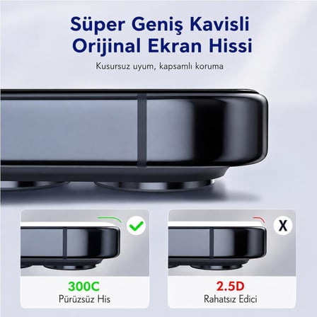 iPhone 17 İle Uyumlu 300CC Yeni Nesil Çerçevesiz Tam Kaplayan Ekran Koruyucu Daraltma Yapmaz Large Kavisli