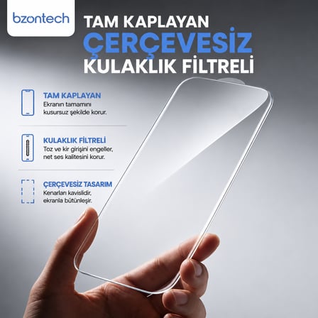 iPhone 17 İle Uyumlu 300CC Yeni Nesil Çerçevesiz Tam Kaplayan Ekran Koruyucu Daraltma Yapmaz Large Kavisli