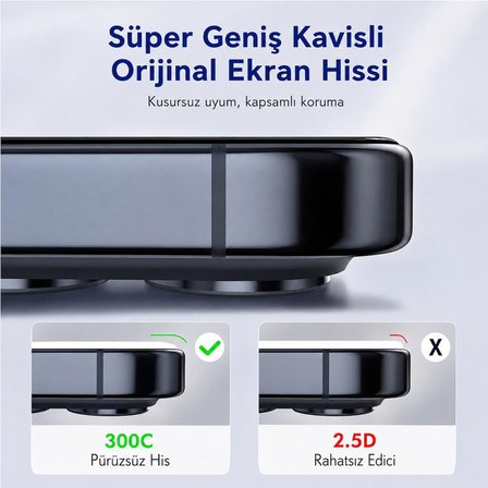 iPhone 17 Pro Max İle Uyumlu 300CC Yeni Nesil Çerçevesiz Tam Kaplayan Ekran Koruyucu Daraltma Yapmaz