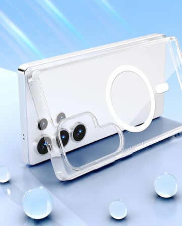 Samsung Galaxy S25 Ultra İle Uyumlu YUMUŞAK Magsafe Kablosuz Şarj Destekli Şeffaf Kılıf Kamera İçin Yükseltilmiş Çerçeve